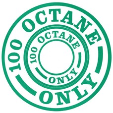 Round Fuel Placard Decal, Fuel 100 Octane Green ID 100