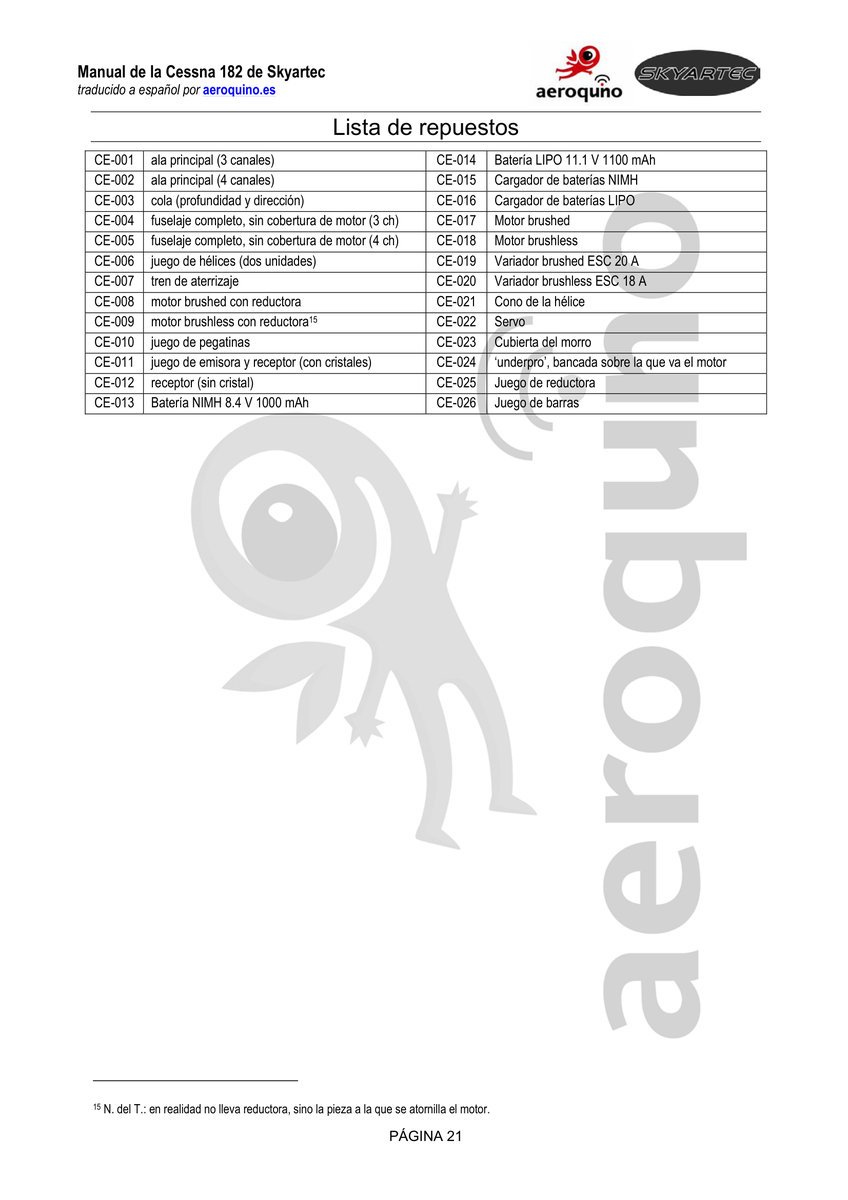Aviation Part CE-010 for Cessna 182 Skylane Aircraft