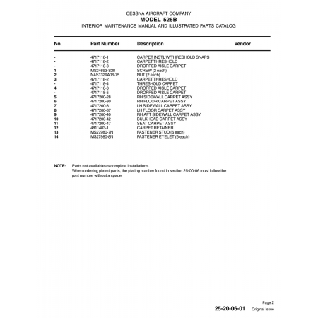 Aviation Part 4717200-37 for Cessna 525B Aircraft Aviation Part 4717200-37 for Cessna 525B Aircraft