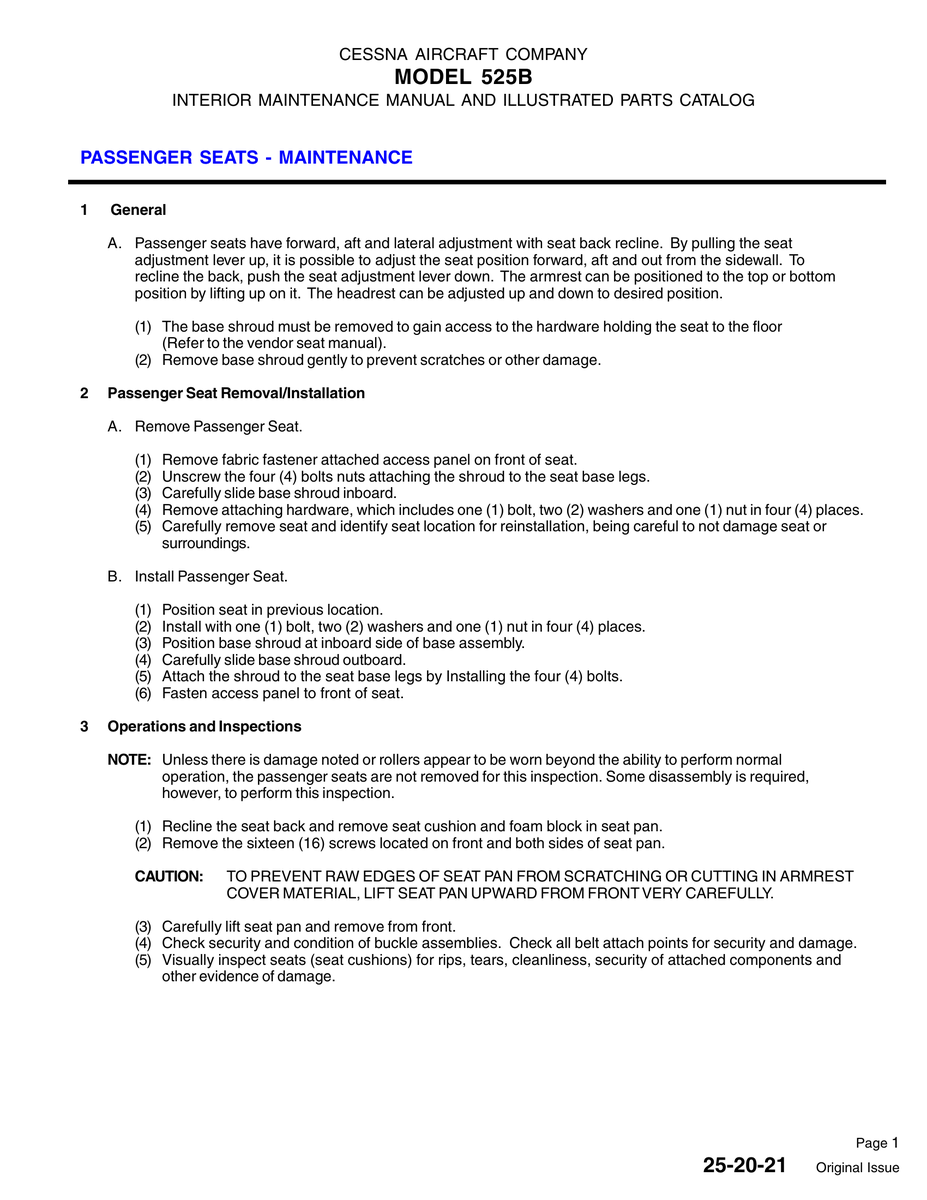 Original Issue 25-20-21 for Cessna 525 Aircraft