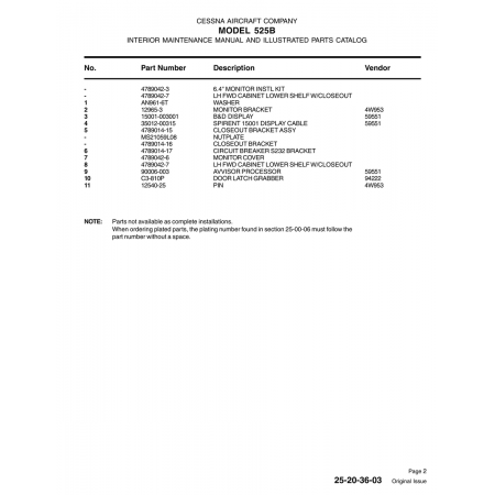 Aviation Part 12965-3 — Cessna 525B 12965-3 — Aviation Part for Cessna 525B