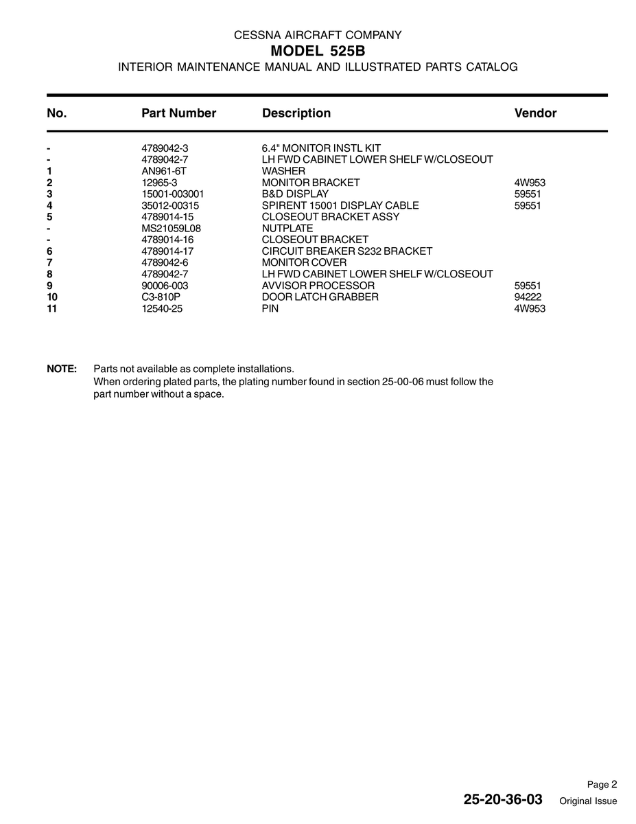6t Washer AN961 for Cessna 525B Aircraft