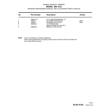 106070-1 — Aviation Part for Cessna 560