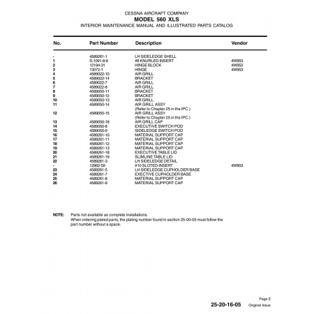 Aviation Part 4589261-3 for Cessna 560 Aircraft
