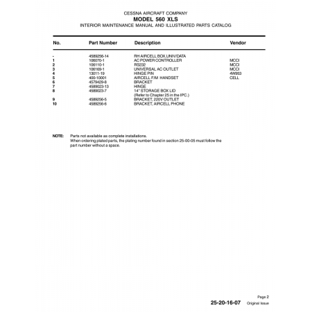 Aviation Part 13011-19 — Cessna 560 13011-19 — Aviation Part for Cessna 560