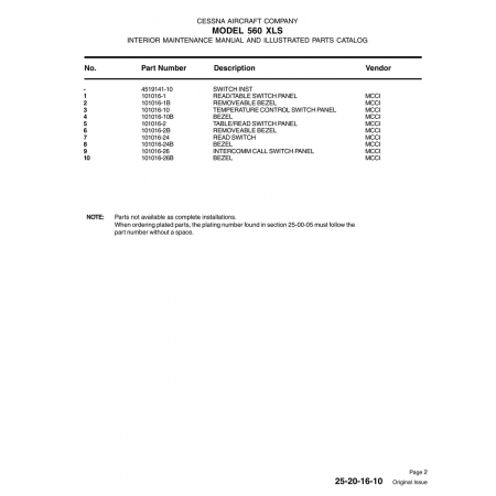 Aviation Part 101016-24 — Cessna 560 101016-24 — Aviation Part for Cessna 560