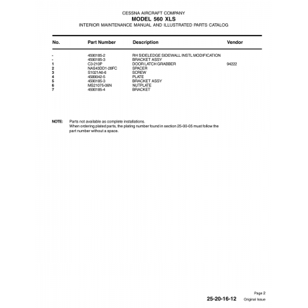 Aviation Part 4590185-2 for Cessna 560 Aircraft Aviation Part 4590185-2 for Cessna 560 Aircraft