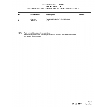 Aviation Part 4590160-1 for Cessna 560 Aircraft Aviation Part 4590160-1 for Cessna 560 Aircraft