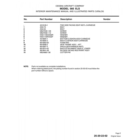 Aviation Part 6619314-42 for Cessna 560 Aircraft Aviation Part 6619314-42 for Cessna 560 Aircraft