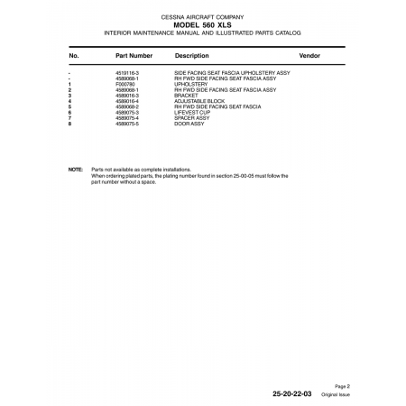 Aviation Part 4589068-2 for Cessna 560 Aircraft Aviation Part 4589068-2 for Cessna 560 Aircraft