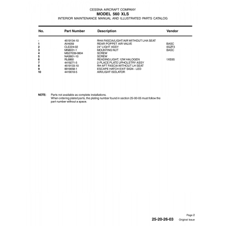 Aviation Part 4519134-10 for Cessna 560 Aircraft Aviation Part 4519134-10 for Cessna 560 Aircraft