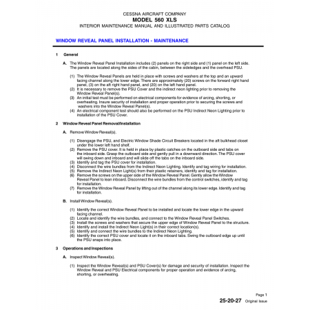 Original Issue 25-20-27 for Cessna 560 Aircraft Original Issue 25-20-27 for Cessna 560 Aircraft