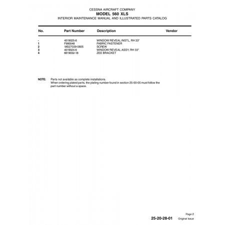 Aviation Part 4519024-6 for Cessna 560 Aircraft