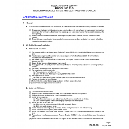 Original Issue 25-20-33 for Cessna 560 Aircraft Original Issue 25-20-33 for Cessna 560 Aircraft
