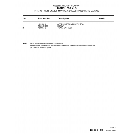 Aviation Part 4511533-1 for Cessna 560 Aircraft Aviation Part 4511533-1 for Cessna 560 Aircraft