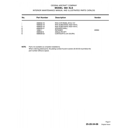 Aviation Part 4589032-21 for Cessna 560 Aircraft Aviation Part 4589032-21 for Cessna 560 Aircraft