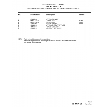13030-11C — Aviation Part for Cessna 560