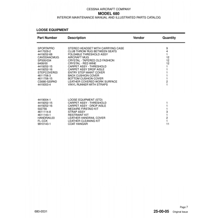 Aviation Part 4611114-8 for Cessna 680 Aircraft Aviation Part 4611114-8 for Cessna 680 Aircraft