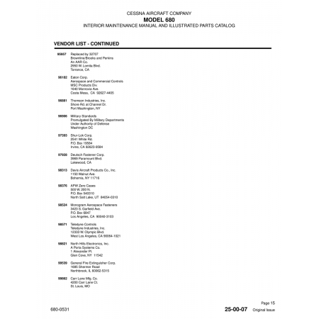 Thomson Industries, Inc 96881 — Cessna 680 96881 — Thomson Industries, Inc for Cessna 680