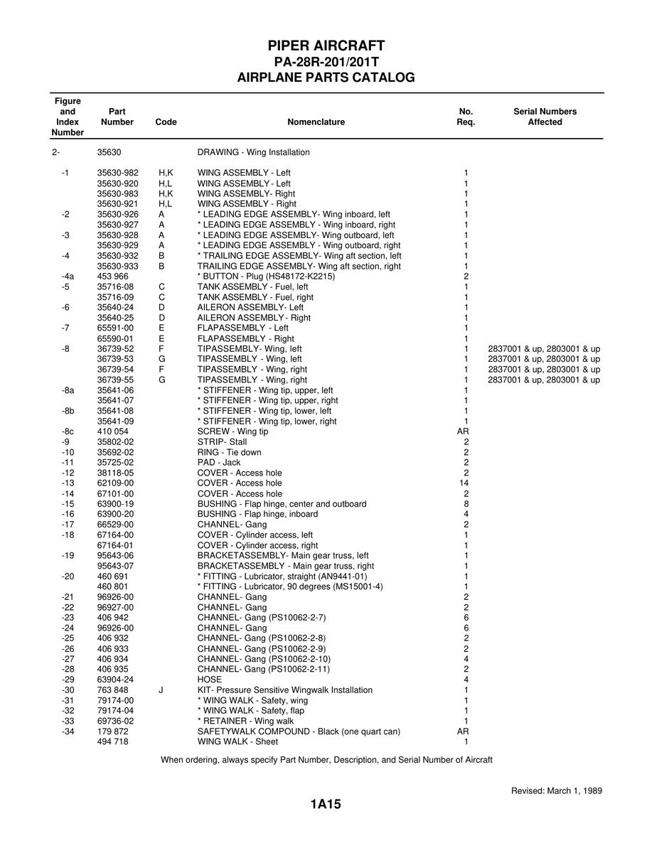 Aviation Part 35641-06 for Piper PA-28 Cherokee Aircraft