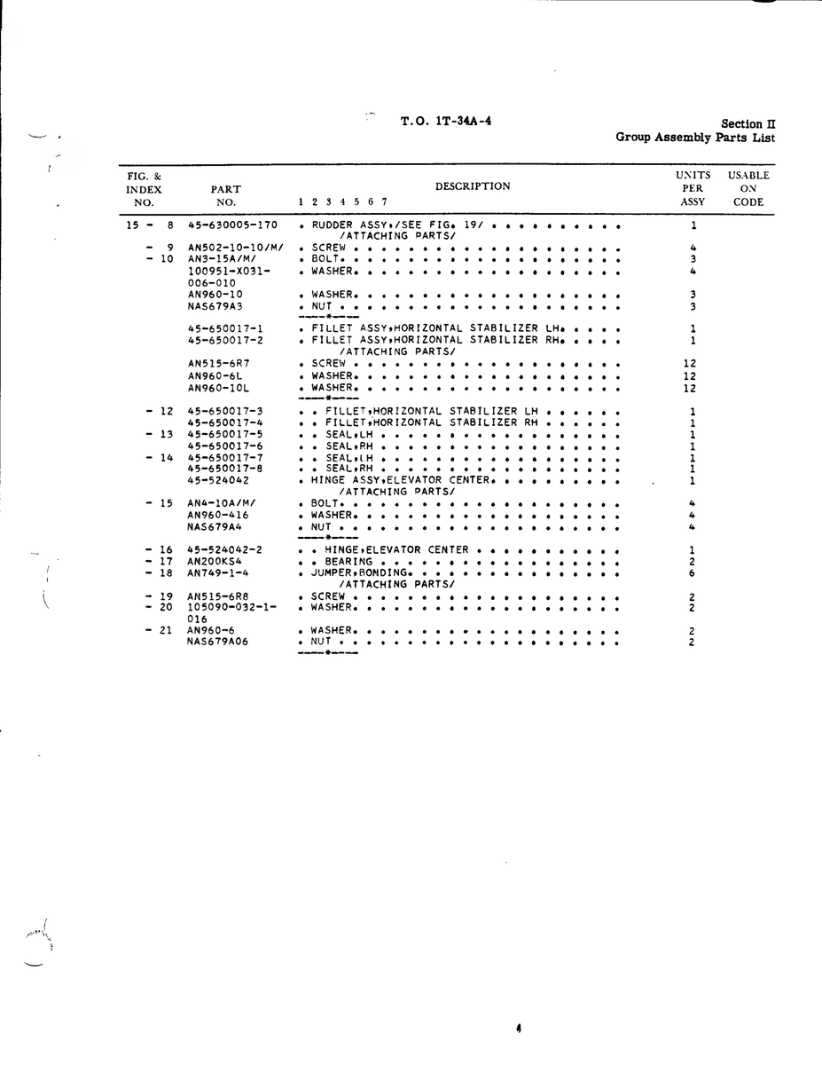 Aviation Part 45-524042-2 for Beechcraft T34 Mentor Aircraft