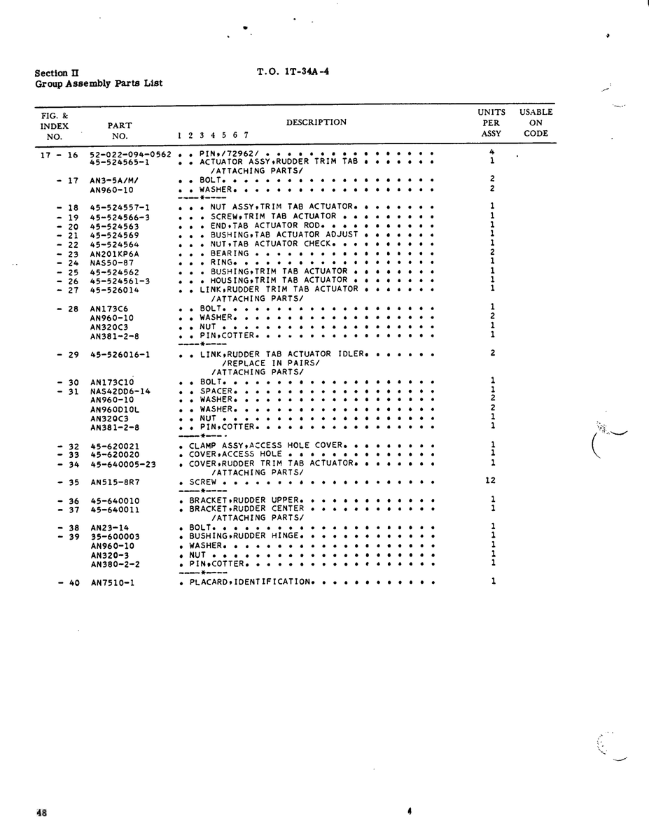 Aviation Part 45-524565-1 for Beechcraft T34 Mentor Aircraft