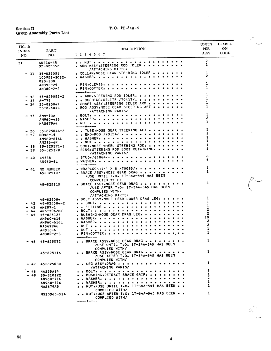 Has Been 1T-34A-545 for Beechcraft T34 Mentor Aircraft
