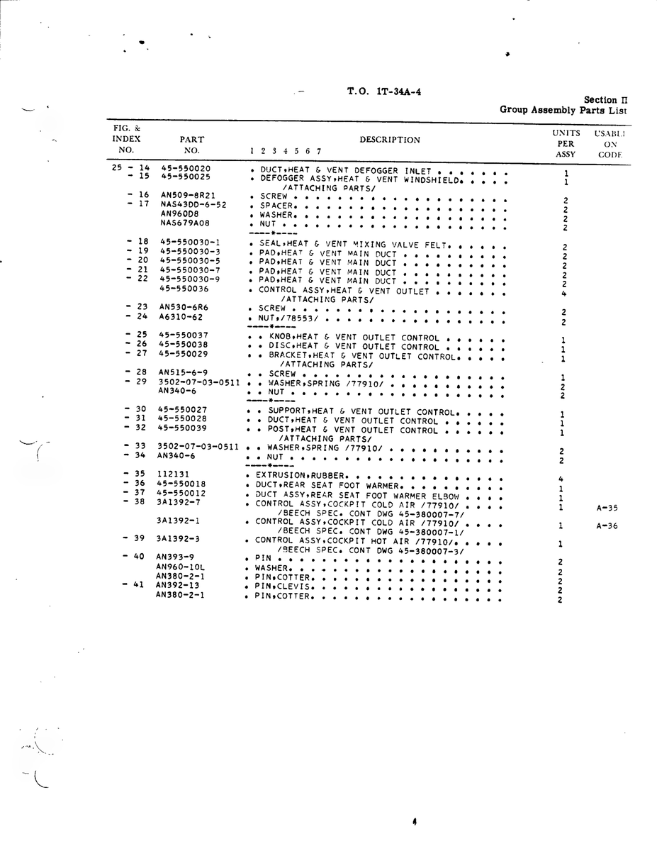 Aviation Part 45-550030-9 for Beechcraft T34 Mentor Aircraft
