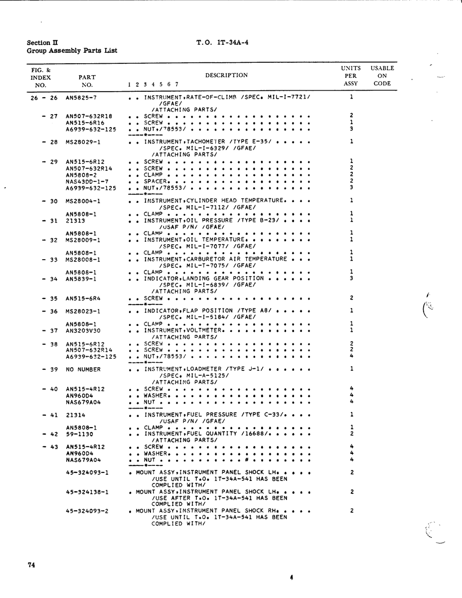 Military-Standard Aircraft Part MS28023-1 for Beechcraft T34 Mentor Aircraft