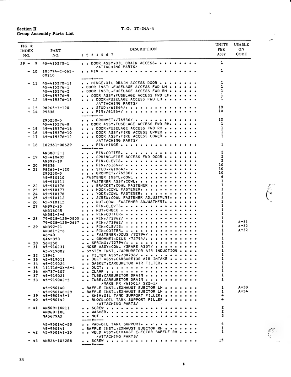 Aviation Part 79-028-125-0500 for Beechcraft T34 Mentor Aircraft