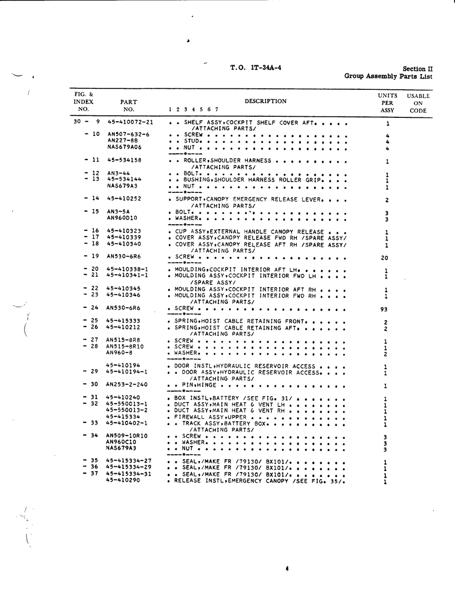 Aviation Part 45-410341-1 for Beechcraft T34 Mentor Aircraft