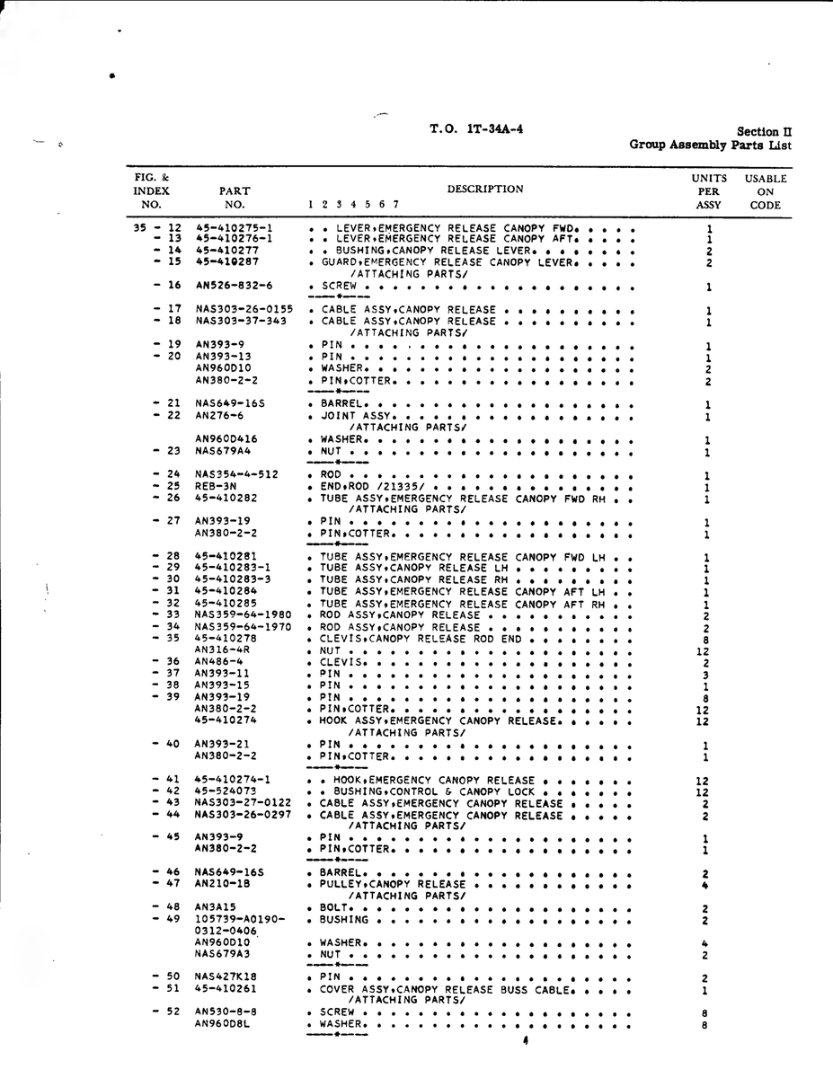 Aviation Part 45-410274-1 for Beechcraft T34 Mentor Aircraft