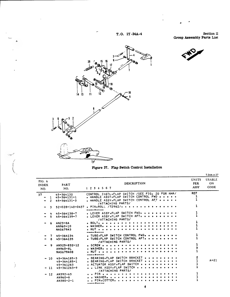 Aviation Part 45-364185-3 for Beechcraft T34 Mentor Aircraft