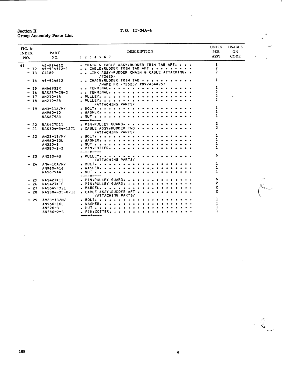 Aviation Part 45-524312-1 for Beechcraft T34 Mentor Aircraft