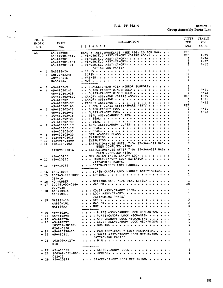 Aviation Part 45-410302-45 for Beechcraft T34 Mentor Aircraft