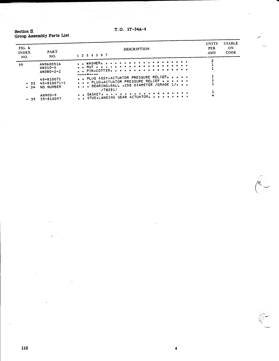 Aviation Part 45-810071-1 for Beechcraft T34 Mentor Aircraft