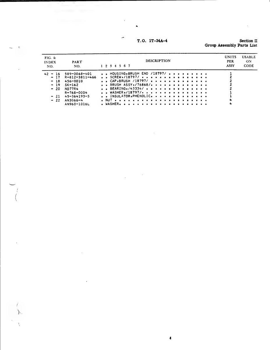 Aviation Part R-768-0004 for Beechcraft T34 Mentor Aircraft