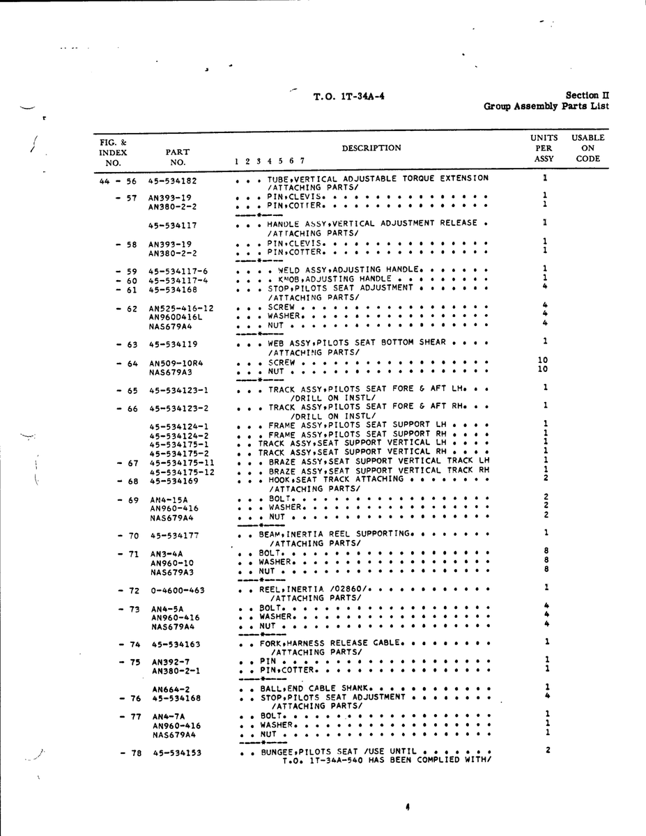Aviation Part 45-534175-1 for Beechcraft T34 Mentor Aircraft