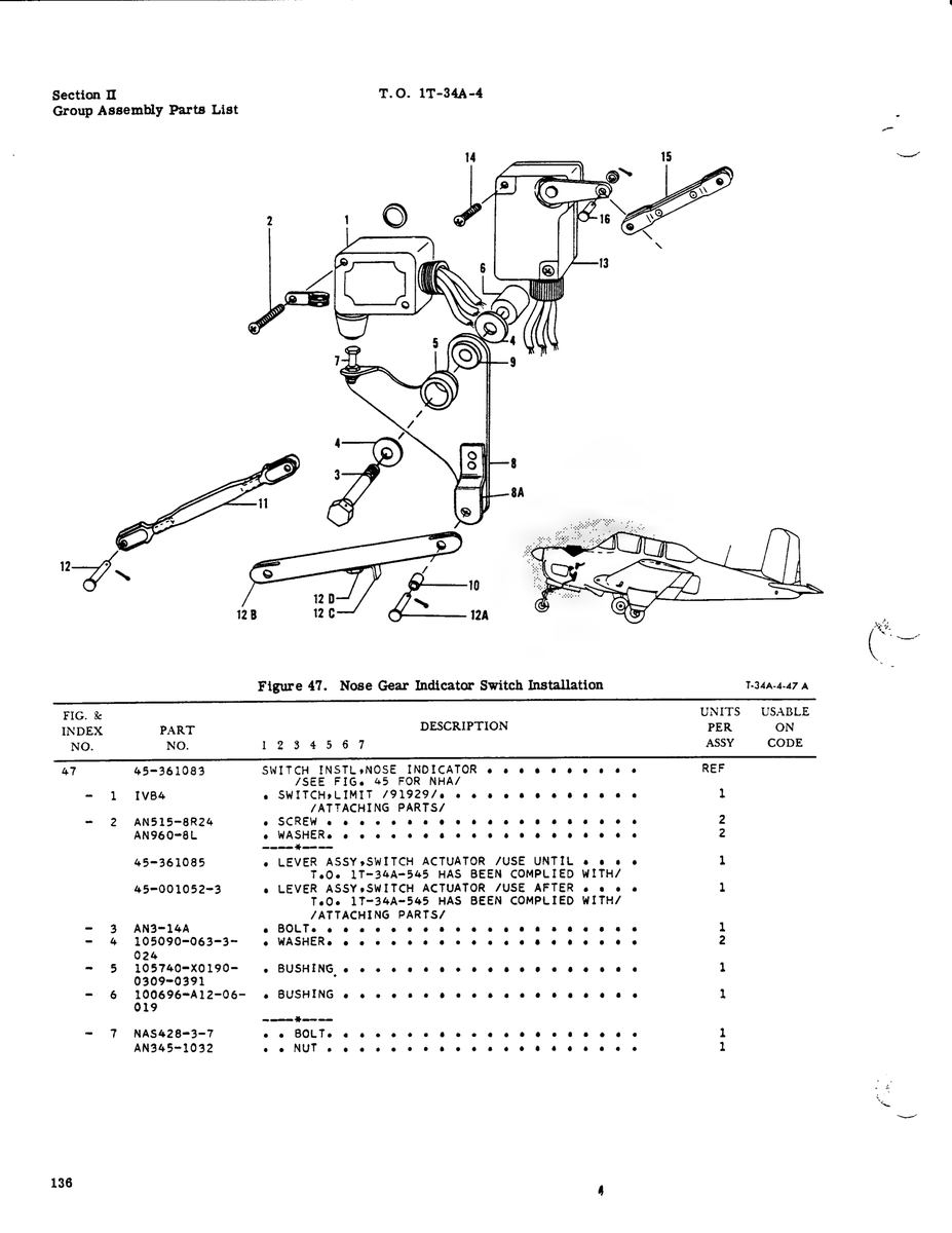 Aviation Part 45-7001052-3 for Beechcraft T34 Mentor Aircraft