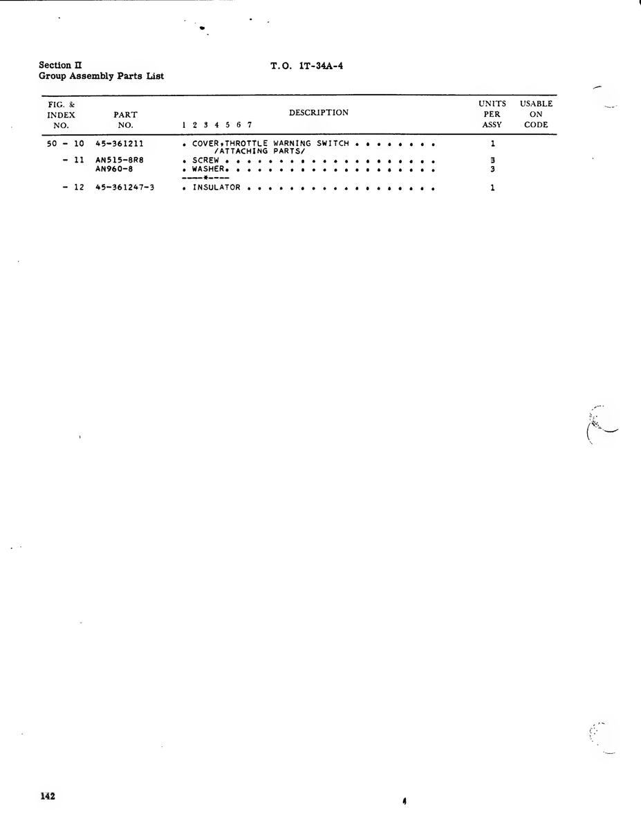 Aviation Part 45-361247-3 for Beechcraft T34 Mentor Aircraft