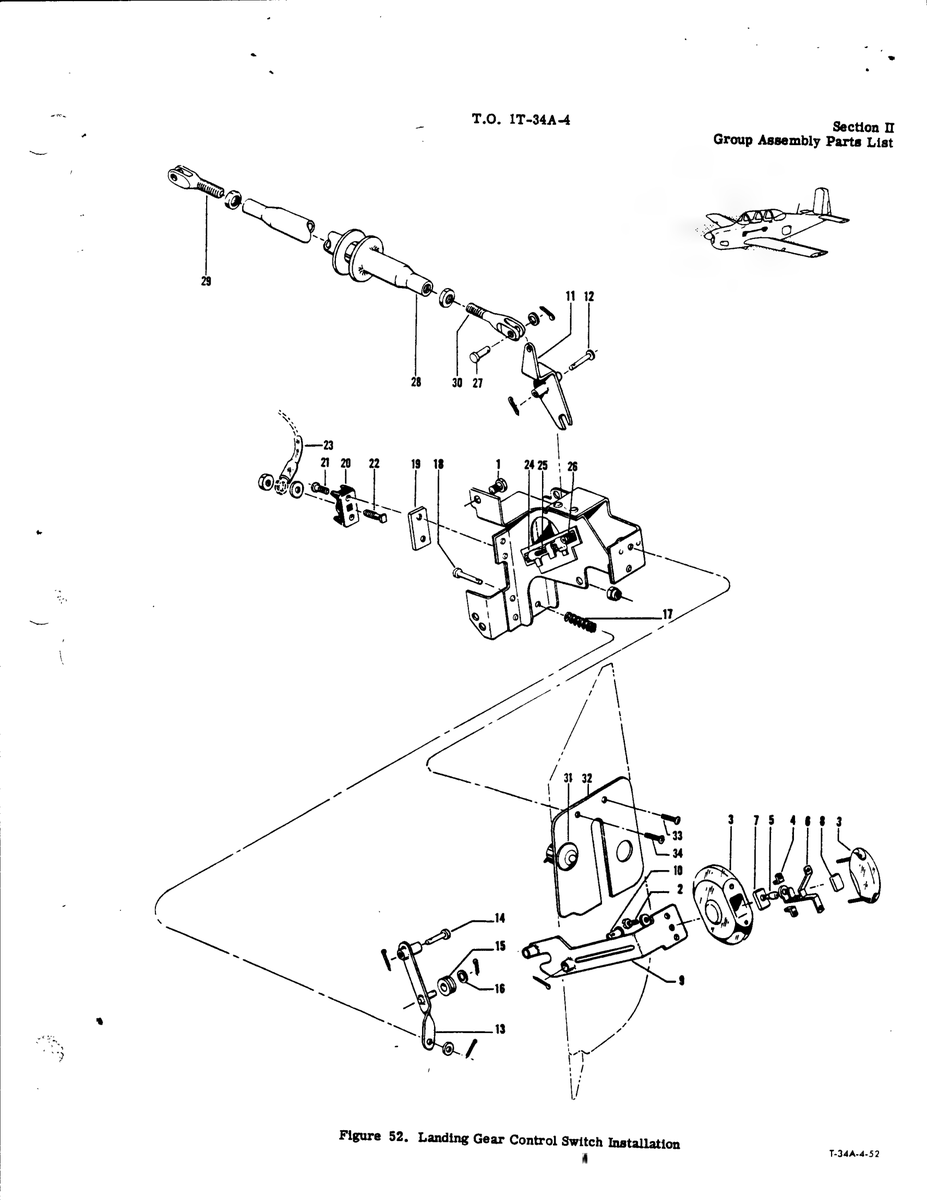 Aviation Part T-34A-4-52 for Beechcraft T34 Mentor Aircraft