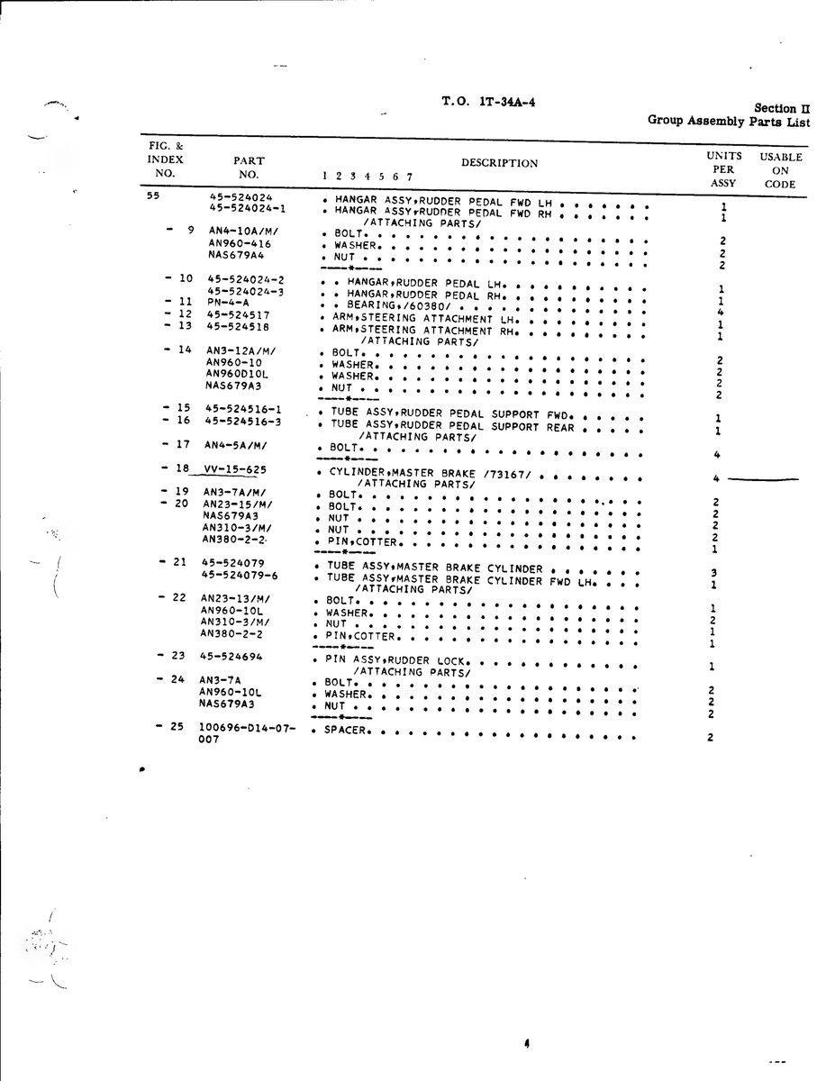 Aviation Part 45-524516-1 for Beechcraft T34 Mentor Aircraft