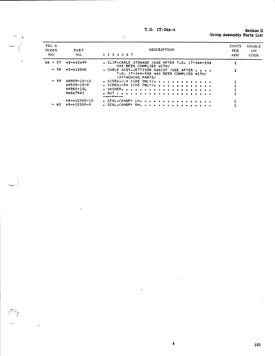 Aviation Part 45-410300-10 for Beechcraft T34 Mentor Aircraft