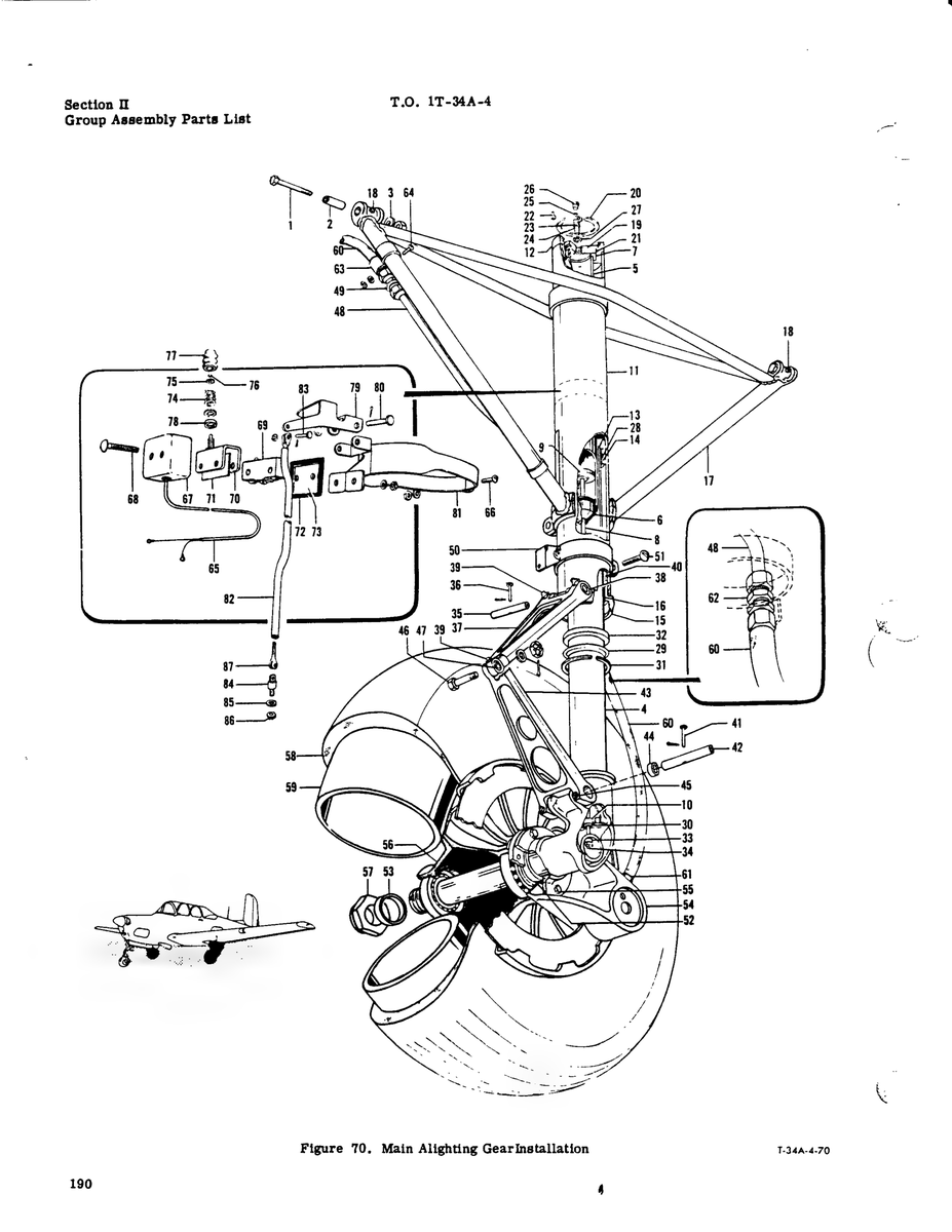 Aviation Part T-34A-4-70 for Beechcraft T34 Mentor Aircraft
