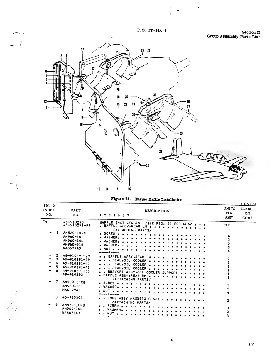 Aviation Part 45-910291-29 for Beechcraft T34 Mentor Aircraft