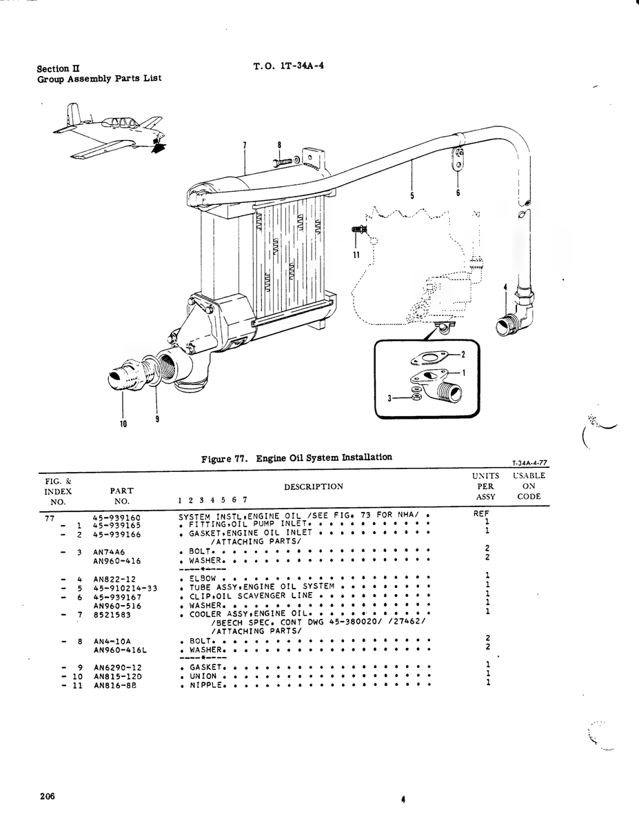 Aviation Part 8521583 for Beechcraft T34 Mentor Aircraft
