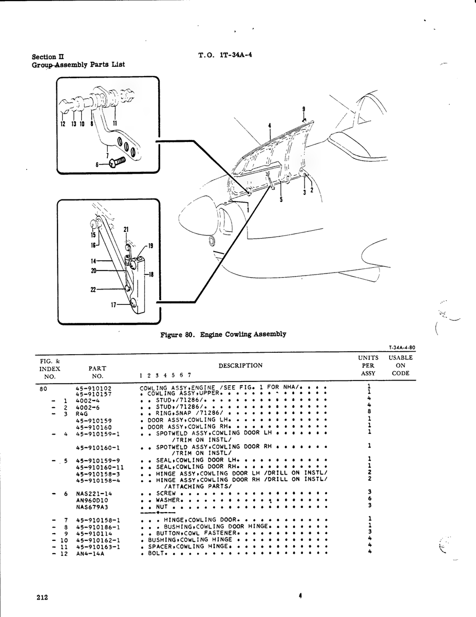 Aviation Part 45-910158-4 for Beechcraft T34 Mentor Aircraft