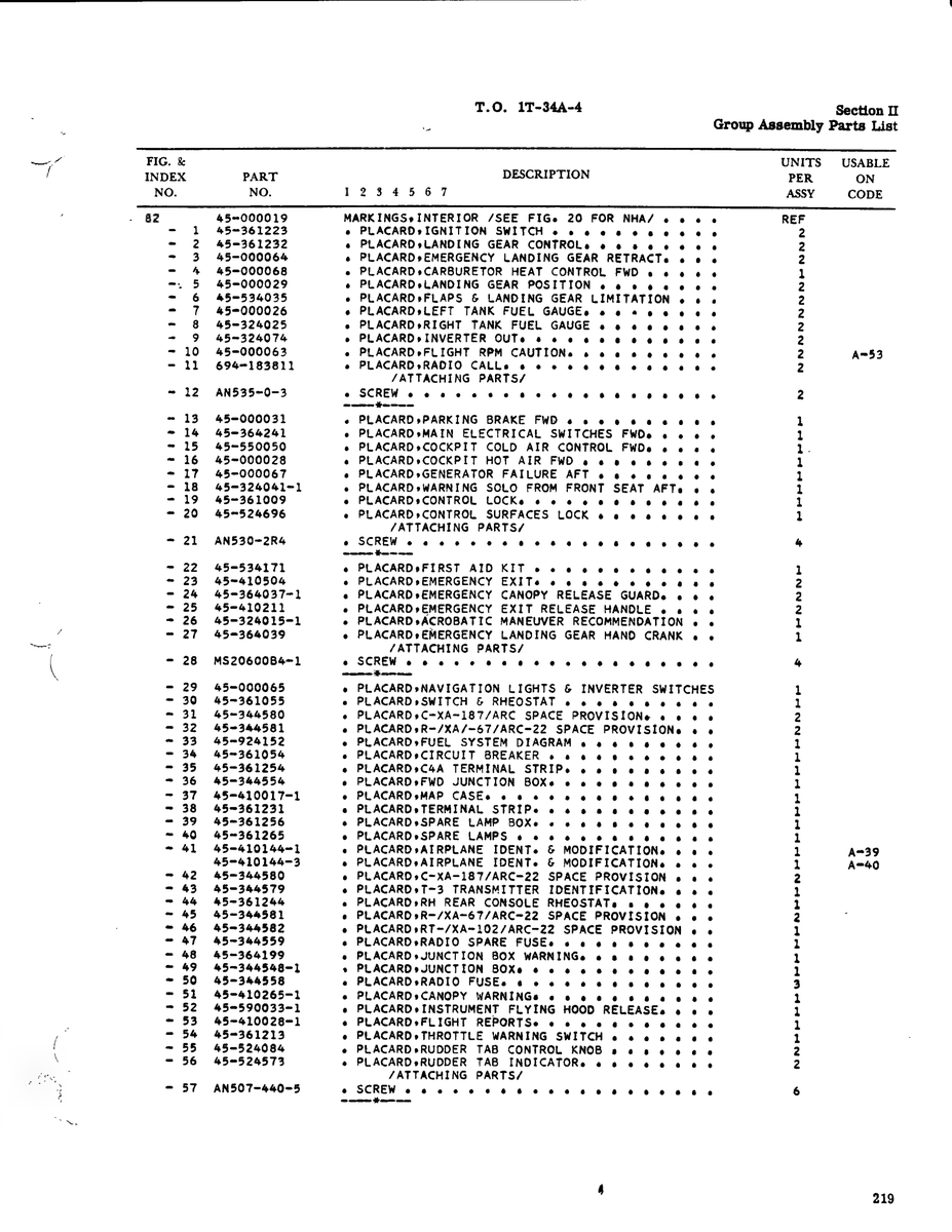 Aviation Part 45-324041-1 for Beechcraft T34 Mentor Aircraft