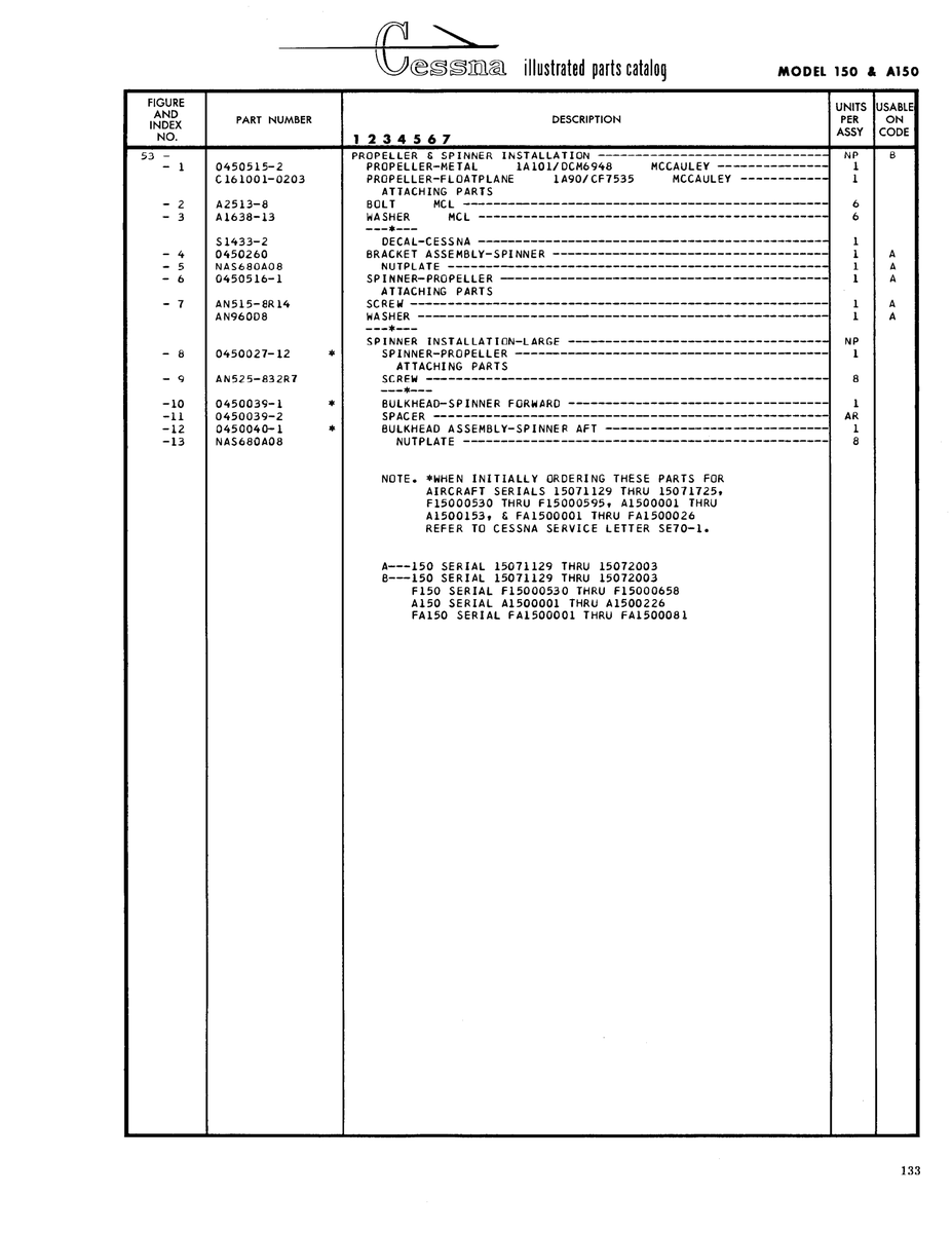 Aviation Part 0450027-12 for Cessna 150 Aircraft