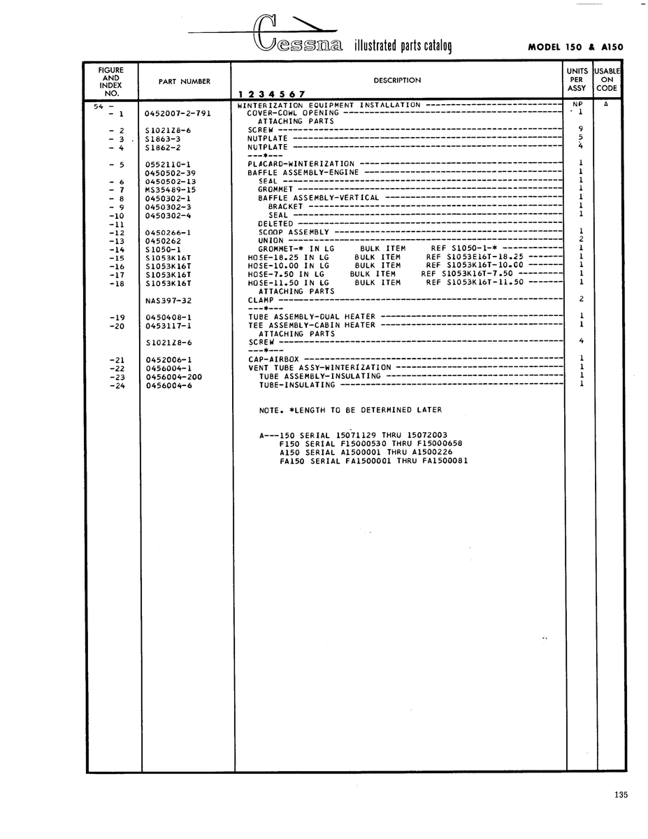 Aviation Part 102128-6 for Cessna 150 Aircraft